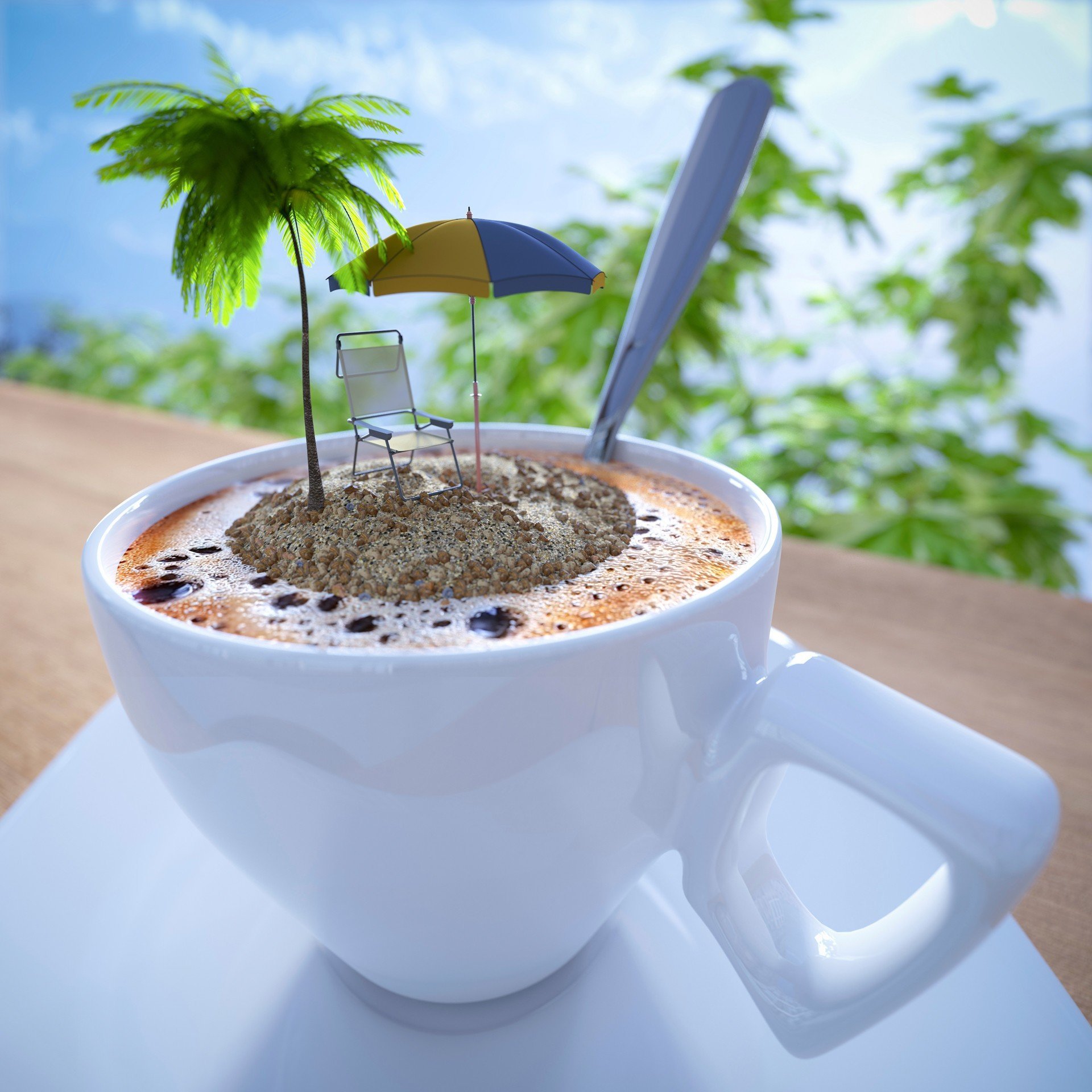 Kaffeetasse Ferien Entspannung Konzept-Komposition