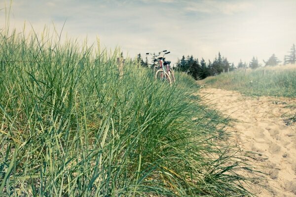 Zwei Fahrräder am Strand in der Ostsee