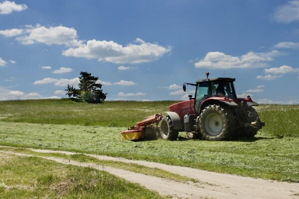 Sommertag mit roten Traktor