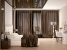 3D Illustration einesluxeriösen eleganten Schlafzimmers in braun