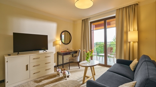 Das Geräumige Luxusapartment ca. 45-59 m² groß ist besonders geeignet für Familien mit Kindern oder anspruchsvolle Gäste. Die beste Aussicht von der überdachten Terrasse des Zimmers 505. Das Hotel verfügt nur über 3 Zimmer in dieser Kategorie. Das außerge