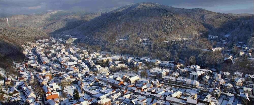 Blick vom Hausberg zum Hotel 