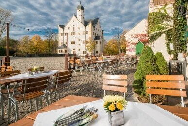 Die Torwachenterrasse, Quelle: Wasserschloss Klaffenbach Schlosshotel Chemnitz