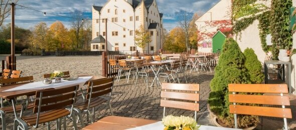 Die Torwachenterrasse, Quelle: Wasserschloss Klaffenbach Schlosshotel Chemnitz