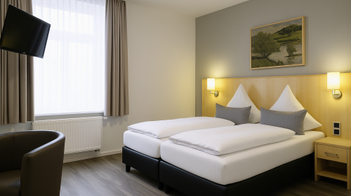 Mit einer Größe von ca. 23 bis 28 m² bieten unsere Komfortzimmer viel Platz zum Entspannen und Wohlfühlen. Der behagliche Schlafbereich ist mit einem komfortablen Boxspring-Doppelbett (1,80 m breit) und antiallergischen Bettwaren ausgestattet – ideal für 