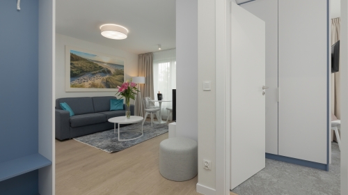 Die Zweizimmerwohnung mit einer Fläche von 33 m² besteht aus zwei Räumen (Wohnzimmer mit Kochnische und Schlafzimmer mit Doppelbett) sowie einem Badezimmer. Jede Wohnung verfügt über eine Loggia oder einen Balkon mit Balkonmöbeln.

Wichtige Informatione