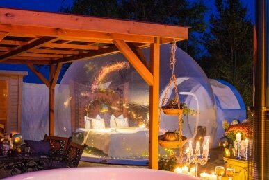 Hot Tub und Bubble Tent im Wellness-Garten, Quelle: Schloss Krugsdorf Golf & Hotel