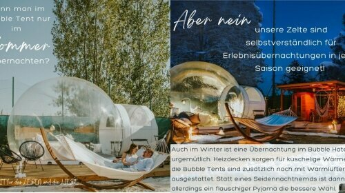 Kann man im Bubble Tent nur im Sommer übernachten? Aber Nein!