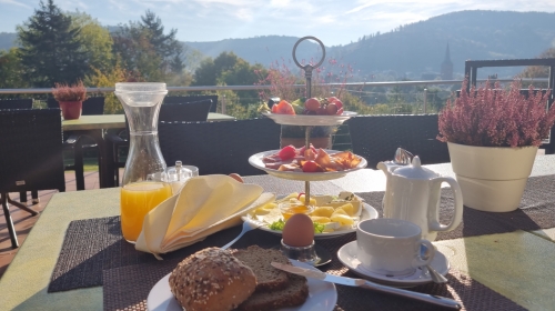 Sonnenhof - Frühstücken auf der Terrasse mit Panoramablick