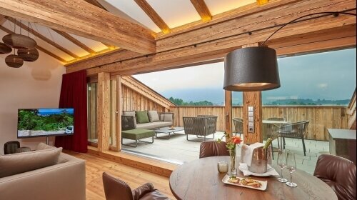 Chiemgau Suite Wohnbereich und Dachterrasse