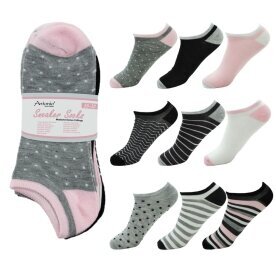 10er Pack Damen Sneaker Socken » Set 10 Paar Strümpfe » Sneakersocken & Kurzsocken in Einheitsgröße (36-41)