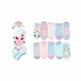 10er Pack Kinder Socken » Set 10 Paar bunte Kindersocken » Kinderstrümpfe "Regenbogen" - Katze / 27-30
