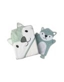 2er Pack Baby Badeset » Kinder Kapuzen Badetuch & Waschhandschuh Frottee » reine Baumwolle » Wasch Handschuh & Handtuch - Fuchs