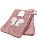 2er Pack Baby Waschhandschuhe » Set 2 Kinder Waschlappen Frottee » 21 x 15 cm reine Baumwolle » Wasch Handschuhe - Rosa