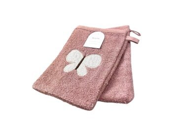 2er Pack Baby Waschhandschuhe » Set 2 Kinder Waschlappen Frottee » 21 x 15 cm reine Baumwolle » Wasch Handschuhe - Rosa