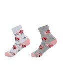 2er Pack Damen Socken » 2 Paar Strümpfe "Garden Socks" » atmungsaktive Damensocken in Einheitsgröße (36-41) » Garden Blumendesign - Weiß/Grau