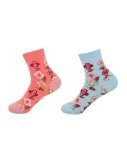 2er Pack Damen Socken » 2 Paar Strümpfe "Garden Socks" » atmungsaktive Damensocken in Einheitsgröße (36-41) » Garden Blumendesign - Rosa/Hellblau