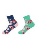 2er Pack Damen Socken » 2 Paar Strümpfe "Garden Socks" » atmungsaktive Damensocken in Einheitsgröße (36-41) » Garden Blumendesign - Dunkelblau/Grün