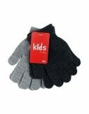 2er Pack Kinder Handschuhe | Doppelpack mit 2 verschiedenen Farben [Dunkelgrau/Hellgrau]