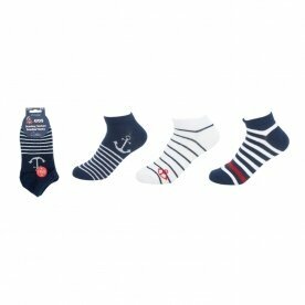 Kinder Sneaker 3er Pack » Socken Maritim Style » 3 Paar Kindersocken » Wollsocken - Anker + Streifen / 31-34