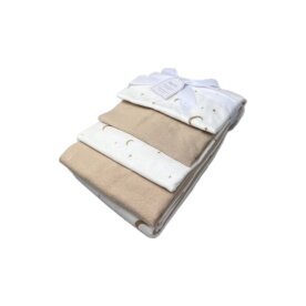 4er Pack Moltontücher » Geschenkset » Baby Spucktuch 76 x 76 cm » Wickelunterlage aus Baumwolle » leichte Decke & Stilltuch » Baby Starter-Set - Mond