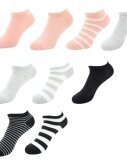 9er Pack Damen Sneaker Socken » Set 9 Paar Strümpfe » Sneakersocken & Kurzsocken » gestreifte Damensocken für Sneaker & Sportschuhe - 39-42