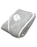 Baby Kapuzenbadetuch » Badetuch 75 x 75 cm » Kleinkind Bade Handtuch mit Kapuze » 100% reine Baumwolle - Grau