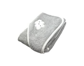 Baby Kapuzenbadetuch » Badetuch 75 x 75 cm » Kleinkind Bade Handtuch mit Kapuze » 100% reine Baumwolle - Grau