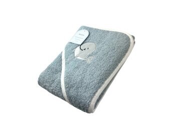 Baby Kapuzenbadetuch » Badetuch 75 x 75 cm » Kleinkind Bade Handtuch mit Kapuze » 100% reine Baumwolle - Blau