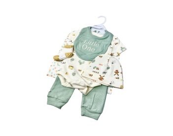 Baby Starter-Set » Geschenk Set aus Body, Hose, Lätzchen, Socken & Mütze » Geschenkidee für Babyparty » Baby Geschenk-Set für die Babyparty - Mint / 5