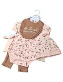 Baby Starter-Set » Geschenk Set aus Body, Hose, Lätzchen, Socken & Mütze » Geschenkidee für Babyparty » Baby Geschenk-Set für die Babyparty - Rosa / 6