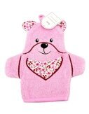 Baby Waschhandschuh Bär » Kinder Waschlappen Frottee » ca. 22x 15 cm reine Baumwolle » Wasch Handschuh - Rosa