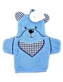 Baby Waschhandschuh Bär » Kinder Waschlappen Frottee » ca. 22x 15 cm reine Baumwolle » Wasch Handschuh - Blau