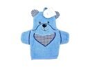 Baby Waschhandschuh Bär » Kinder Waschlappen Frottee » ca. 22x 15 cm reine Baumwolle » Wasch Handschuh - Blau