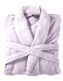 Bademantel flauschig » Saunamantel in Teddy-Plüsch Qualität » leichter/dünner Morgenmantel 100 cm lang » unisex - Lila