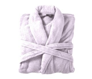 Bademantel flauschig » Saunamantel in Teddy-Plüsch Qualität » leichter/dünner Morgenmantel 100 cm lang » unisex - Lila