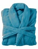 Bademantel flauschig » Saunamantel in Teddy-Plüsch Qualität » leichter/dünner Morgenmantel 100 cm lang » unisex - Mittelblau