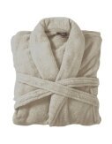 Bademantel flauschig » Saunamantel in Teddy-Plüsch Qualität » leichter/dünner Morgenmantel 100 cm lang » unisex - Beige