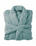 Bademantel & Saunamantel in Teddy-Plüsch-Qualität I Microfaser kuschelig weich I unisex I extra flauschig [Blau-Grau]