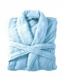Bademantel flauschig » Saunamantel in Teddy-Plüsch Qualität » leichter/dünner Morgenmantel 100 cm lang » unisex - Babyblau