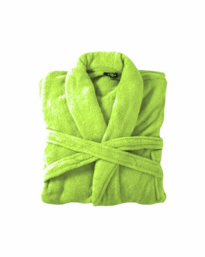 Bademantel flauschig » Saunamantel in Teddy-Plüsch Qualität » leichter/dünner Morgenmantel 100 cm lang » unisex - Grün