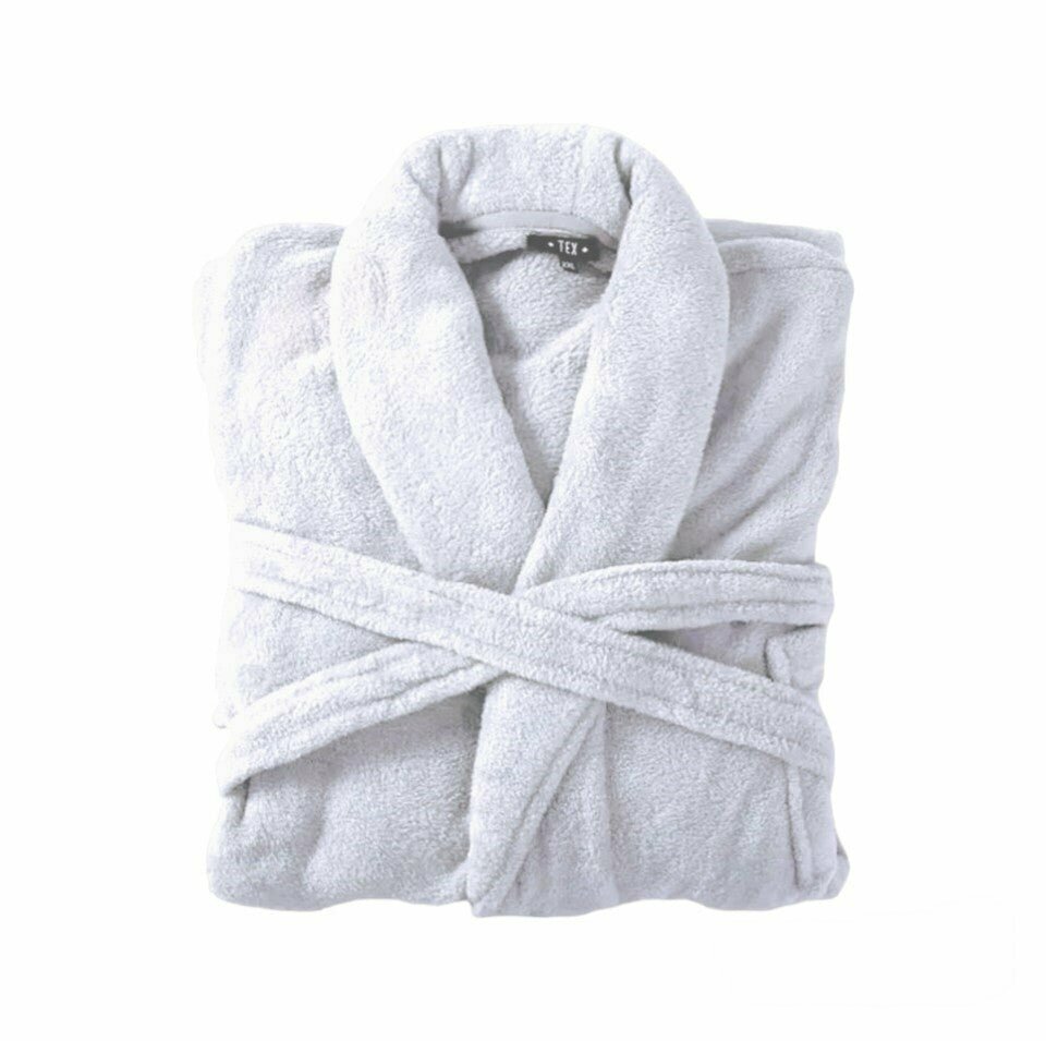 Bademantel flauschig » Saunamantel in Teddy-Plüsch Qualität » leichter/dünner Morgenmantel 100 cm lang » unisex - Helles Lila-Grau