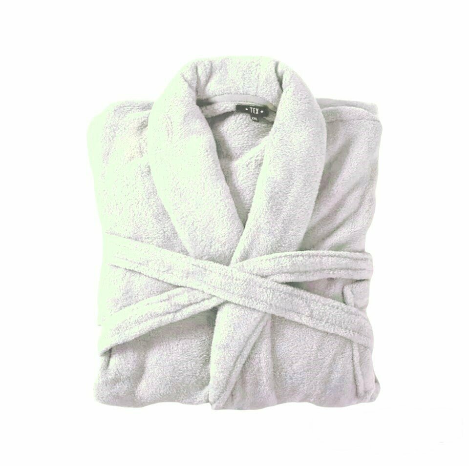 Bademantel flauschig » Saunamantel in Teddy-Plüsch Qualität » leichter/dünner Morgenmantel 100 cm lang » unisex - Graubeige