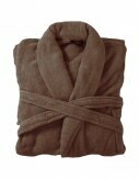 Bademantel flauschig » Saunamantel in Teddy-Plüsch Qualität » leichter/dünner Morgenmantel 100 cm lang » unisex - Dunkelbraun