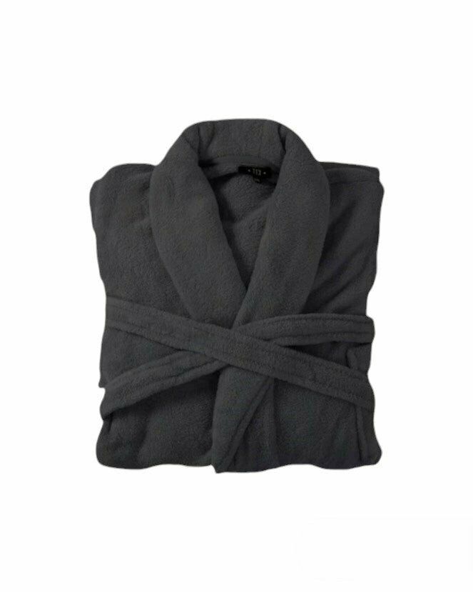 Bademantel flauschig » Saunamantel in Teddy-Plüsch Qualität » leichter/dünner Morgenmantel 100 cm lang » unisex - Anthrazit