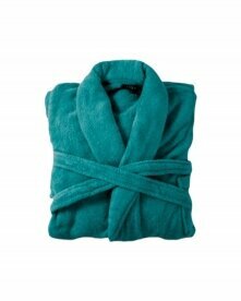 Bademantel flauschig » Saunamantel in Teddy-Plüsch Qualität » leichter/dünner Morgenmantel 100 cm lang » unisex - Türkis