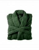 Bademantel flauschig » Saunamantel in Teddy-Plüsch Qualität » leichter/dünner Morgenmantel 100 cm lang » unisex - Moosgrün