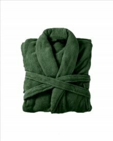 Bademantel flauschig » Saunamantel in Teddy-Plüsch Qualität » leichter/dünner Morgenmantel 100 cm lang » unisex - Moosgrün