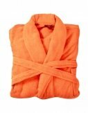Bademantel flauschig » Saunamantel in Teddy-Plüsch Qualität » leichter/dünner Morgenmantel 100 cm lang » unisex - Orange