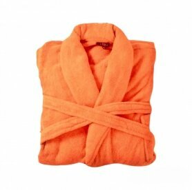 Bademantel flauschig » Saunamantel in Teddy-Plüsch Qualität » leichter/dünner Morgenmantel 100 cm lang » unisex - Orange